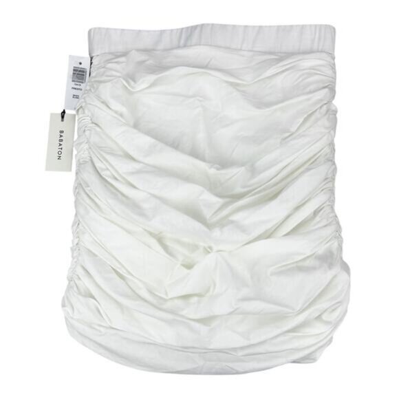 NWT BABATON Aritzia Presto High Rise Ruched Mini Skirt Sz 0 White - Picture 3 of 6